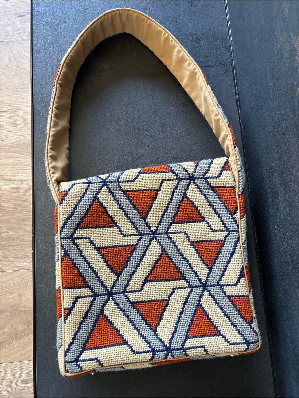 Tapestry Shoulder Bag, Classy, Rare, Handmade, Geometric, Autumn, One Of A Kind - Picture 2 of 15
